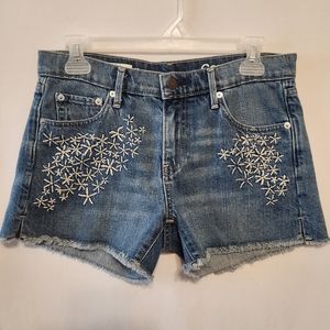 GAP Floral Daisy Embroidered Denim Short Shorts